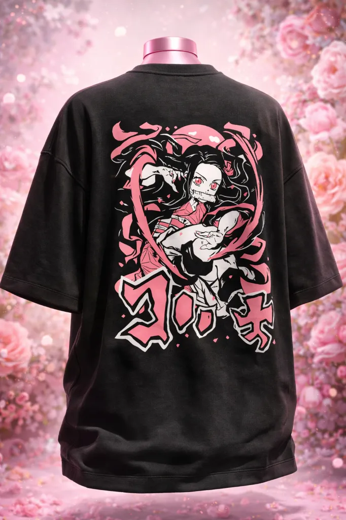 Nezuko design on oversized T-shirt.webp